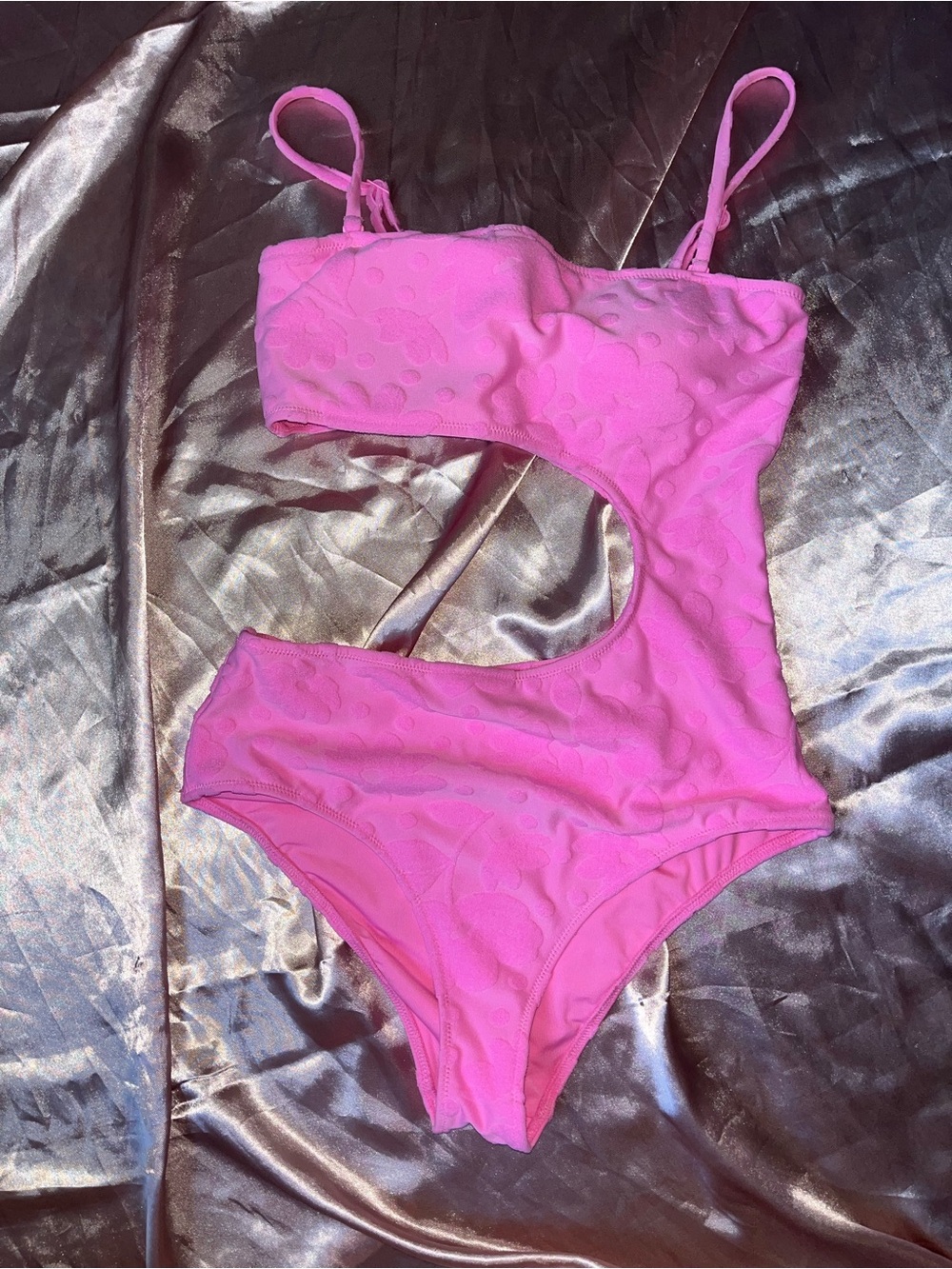 aerie Hot Pink One-Shoulder Cutout One-Piece Swimsuit